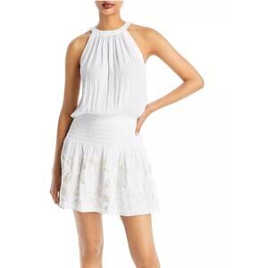 Ramy Brook Iskander Halter Neck Dress Ivory Embroidered Size Large NWT Vacation